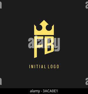 Monogram FB logo shield crown shape, elegant and luxury initial logo style vector graphic Stock Vector