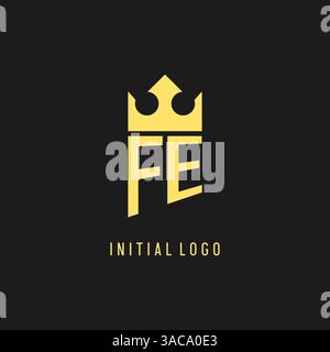 Monogram FE logo shield crown shape, elegant and luxury initial logo style vector graphic Stock Vector