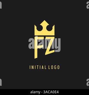 Monogram FZ logo shield crown shape, elegant and luxury initial logo style vector graphic Stock Vector