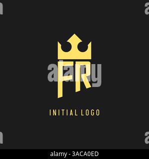 Monogram FR logo shield crown shape, elegant and luxury initial logo style vector graphic Stock Vector