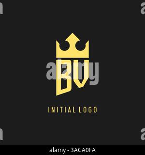 Monogram BV logo shield crown shape, elegant and luxury initial logo style vector graphic Stock Vector