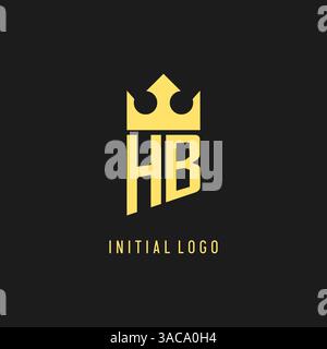 Monogram HB logo shield crown shape, elegant and luxury initial logo style vector graphic Stock Vector