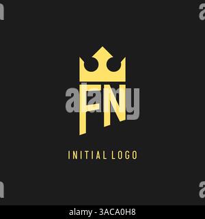 Monogram FN logo shield crown shape, elegant and luxury initial logo style vector graphic Stock Vector