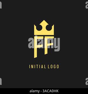 Monogram FF logo shield crown shape, elegant and luxury initial logo style vector graphic Stock Vector