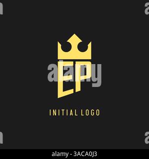 Monogram EP logo shield crown shape, elegant and luxury initial logo style vector graphic Stock Vector