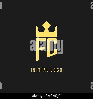 Monogram FC logo shield crown shape, elegant and luxury initial logo style vector graphic Stock Vector
