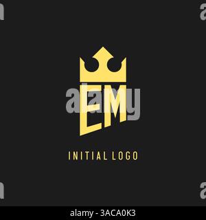 Monogram EM logo shield crown shape, elegant and luxury initial logo style vector graphic Stock Vector