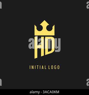 Monogram HD logo shield crown shape, elegant and luxury initial logo style vector graphic Stock Vector