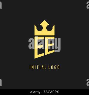 Monogram EE logo shield crown shape, elegant and luxury initial logo style vector graphic Stock Vector