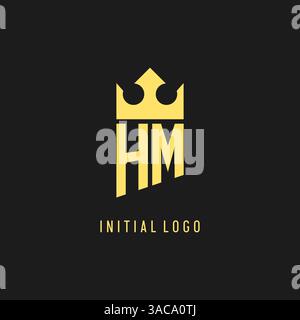 Monogram HM logo shield crown shape, elegant and luxury initial logo style vector graphic Stock Vector