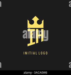 Monogram IH logo shield crown shape, elegant and luxury initial logo style vector graphic Stock Vector