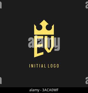 Monogram EV logo shield crown shape, elegant and luxury initial logo style vector graphic Stock Vector