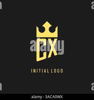 Monogram CX logo shield crown shape, elegant and luxury initial logo style vector graphic Stock Vector