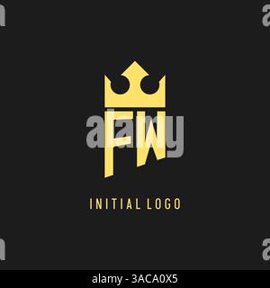 Monogram FW logo shield crown shape, elegant and luxury initial logo style vector graphic Stock Vector