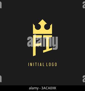 Monogram FI logo shield crown shape, elegant and luxury initial logo style vector graphic Stock Vector