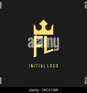 Monogram FL logo shield crown shape, elegant and luxury initial logo style vector graphic Stock Vector