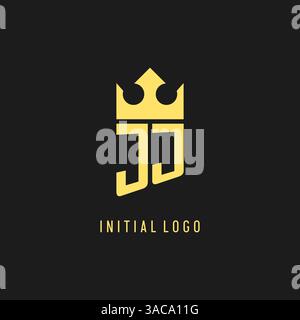 Monogram JJ logo shield crown shape, elegant and luxury initial logo style vector graphic Stock Vector