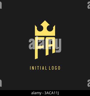 Monogram FA logo shield crown shape, elegant and luxury initial logo style vector graphic Stock Vector
