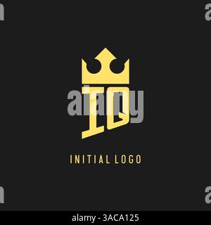 Monogram IQ logo shield crown shape, elegant and luxury initial logo style vector graphic Stock Vector