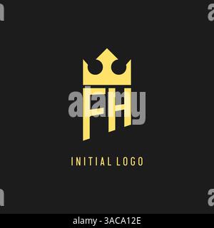 Monogram FH logo shield crown shape, elegant and luxury initial logo style vector graphic Stock Vector