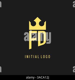 Monogram FD logo shield crown shape, elegant and luxury initial logo style vector graphic Stock Vector
