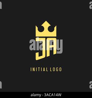 Monogram JA logo shield crown shape, elegant and luxury initial logo style vector graphic Stock Vector