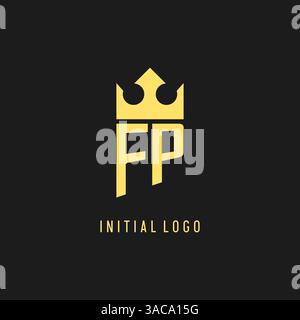 Monogram FP logo shield crown shape, elegant and luxury initial logo style vector graphic Stock Vector