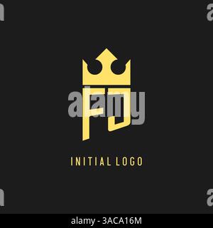 Monogram FJ logo shield crown shape, elegant and luxury initial logo style vector graphic Stock Vector