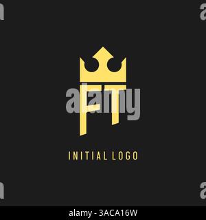 Monogram FT logo shield crown shape, elegant and luxury initial logo style vector graphic Stock Vector