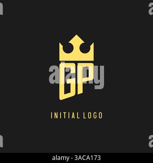 Monogram GP logo shield crown shape, elegant and luxury initial logo style vector graphic Stock Vector