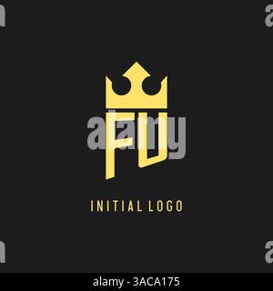 Monogram FU logo shield crown shape, elegant and luxury initial logo style vector graphic Stock Vector