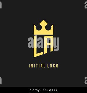 Monogram LA logo shield crown shape, elegant and luxury initial logo style vector graphic Stock Vector