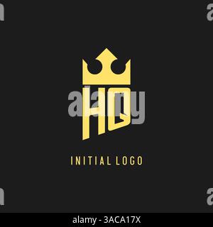 Monogram HQ logo shield crown shape, elegant and luxury initial logo style vector graphic Stock Vector