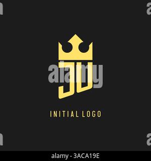 Monogram JU logo shield crown shape, elegant and luxury initial logo style vector graphic Stock Vector