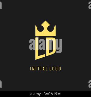 Monogram LD logo shield crown shape, elegant and luxury initial logo style vector graphic Stock Vector