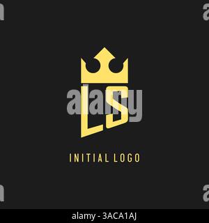 Monogram LS logo shield crown shape, elegant and luxury initial logo style vector graphic Stock Vector