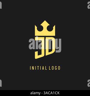 Monogram JD logo shield crown shape, elegant and luxury initial logo style vector graphic Stock Vector