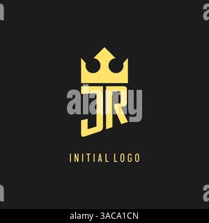 Monogram JR logo shield crown shape, elegant and luxury initial logo style vector graphic Stock Vector
