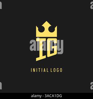 Monogram IG logo shield crown shape, elegant and luxury initial logo style vector graphic Stock Vector