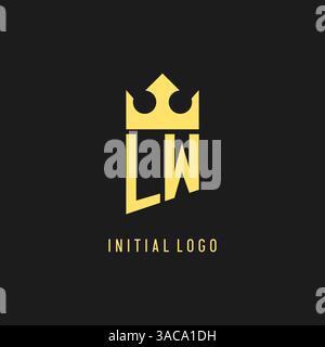 Monogram LW logo shield crown shape, elegant and luxury initial logo style vector graphic Stock Vector