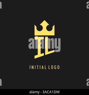 Monogram IL logo shield crown shape, elegant and luxury initial logo style vector graphic Stock Vector
