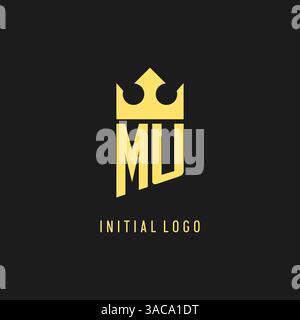 Monogram MU logo shield crown shape, elegant and luxury initial logo style vector graphic Stock Vector