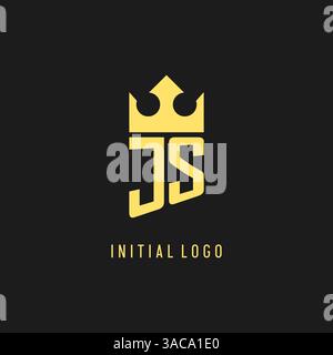Monogram JS logo shield crown shape, elegant and luxury initial logo style vector graphic Stock Vector