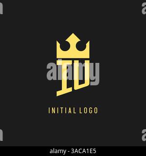 Monogram IU logo shield crown shape, elegant and luxury initial logo style vector graphic Stock Vector
