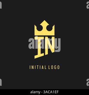 Monogram IN logo shield crown shape, elegant and luxury initial logo style vector graphic Stock Vector