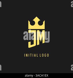 Monogram JM logo shield crown shape, elegant and luxury initial logo style vector graphic Stock Vector