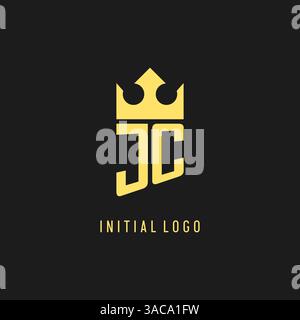 Monogram JC logo shield crown shape, elegant and luxury initial logo style vector graphic Stock Vector