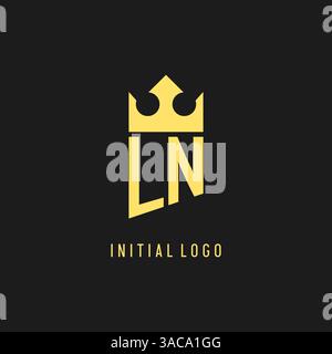Monogram LN logo shield crown shape, elegant and luxury initial logo style vector graphic Stock Vector