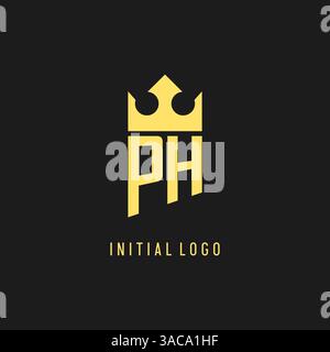 Monogram PH logo shield crown shape, elegant and luxury initial logo style vector graphic Stock Vector