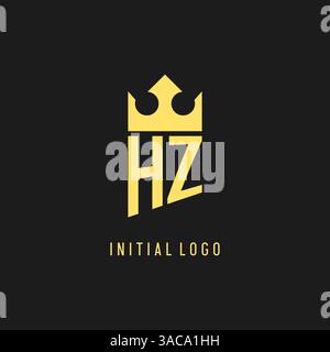 Monogram HZ logo shield crown shape, elegant and luxury initial logo style vector graphic Stock Vector